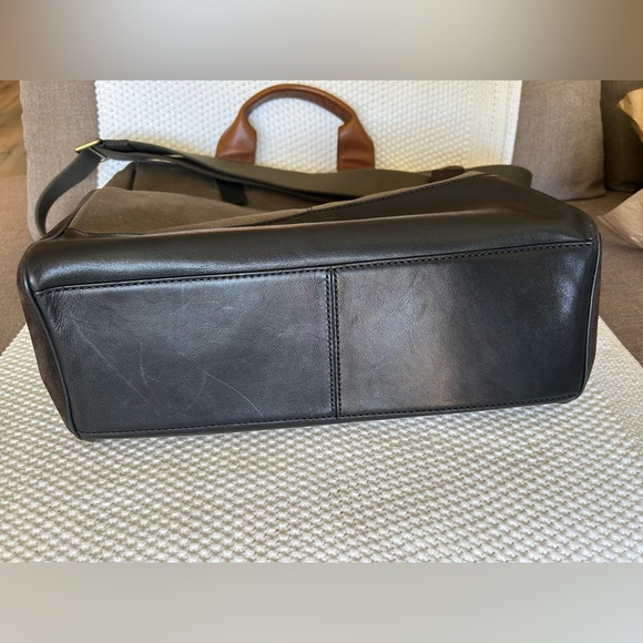 Coach 70945 Bleeker Canvas Utility Tote Olive Canvas Black Leather Brown Suede - Picture 10 of 14